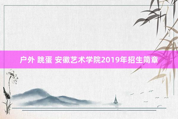 户外 跳蛋 安徽艺术学院2019年招生简章